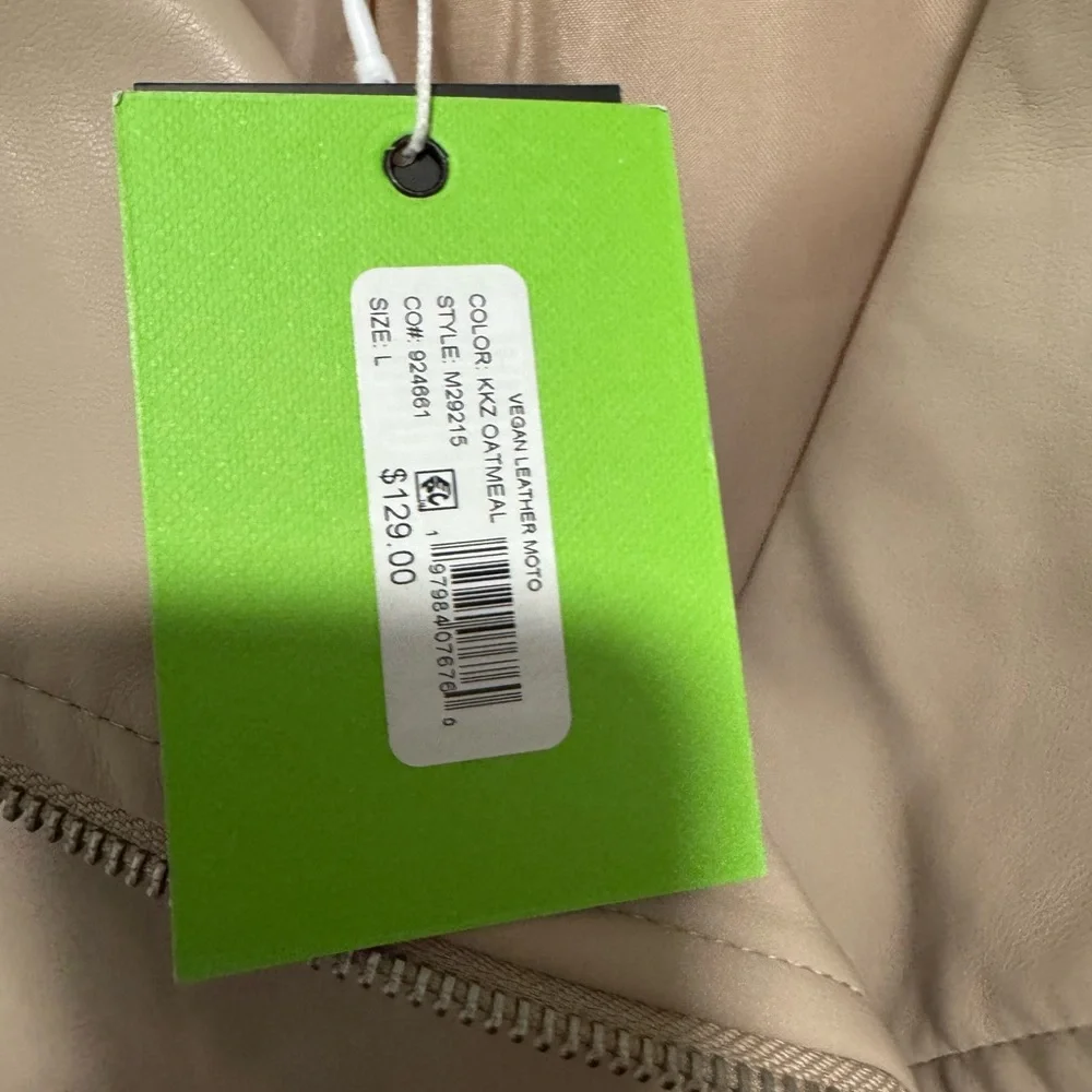 NWT-Sam Edelman Tan Faux Leather Moto Jacket. Size L